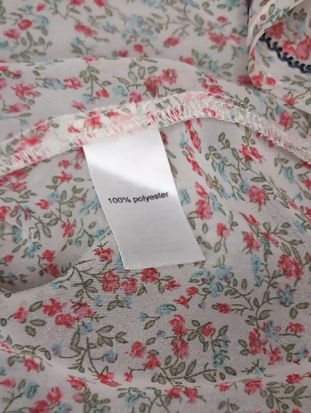 Maurices Off White Pink Green Floral Embroidered Semi Sheer Racerback Top Size M - Picture 8 of 8